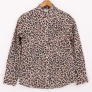 J Crew Leopard Print Button Shirt Womens Animal Print Office Casual Size‎ S